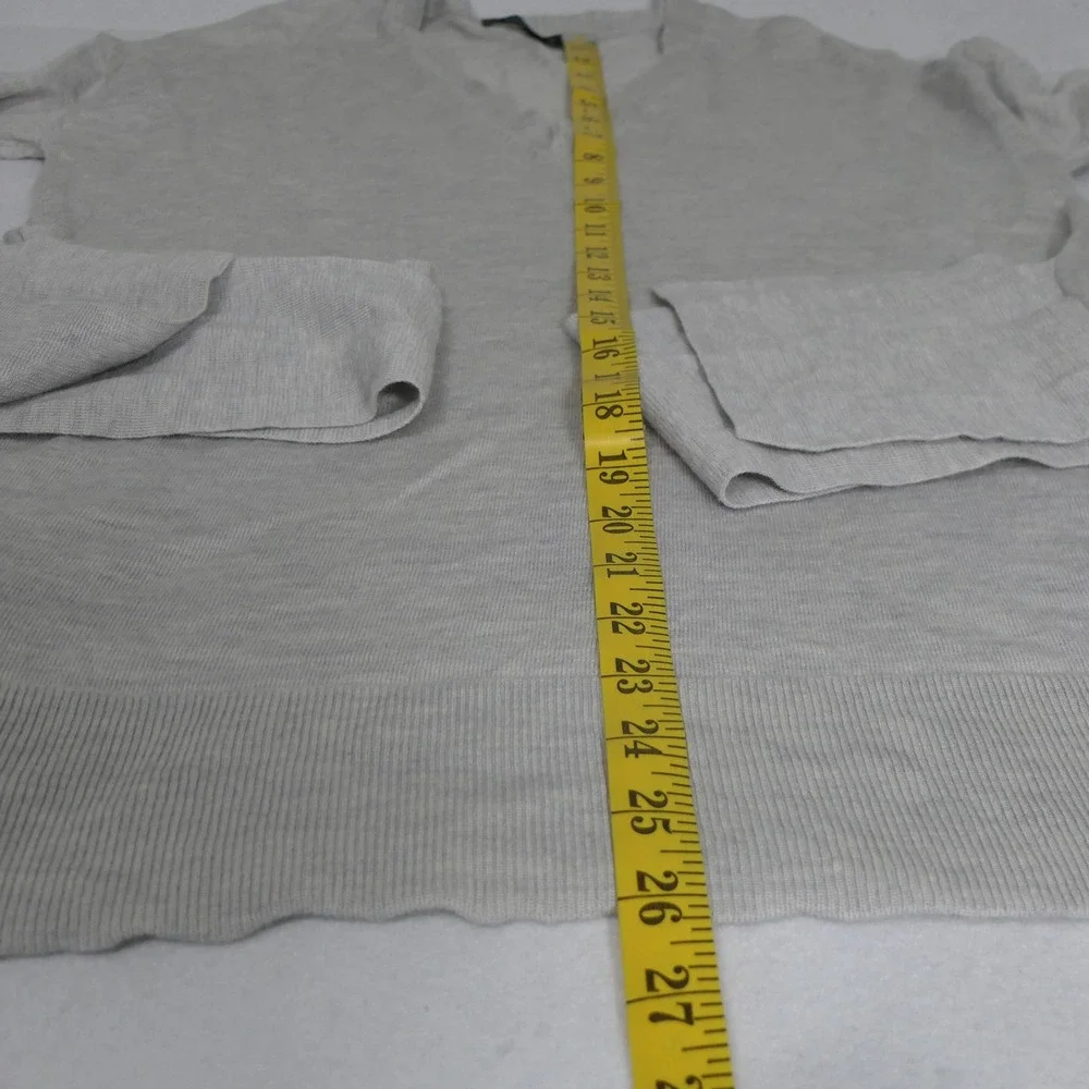 Ann Taylor Women Sweater S Gray 100% Merino Wool Tunic Tie Waist Tunic